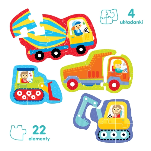 progresywne puzzle Pojazdy Na Budowie